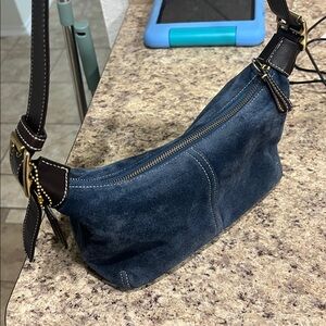 Coach Blue Suede Demi Shoulder Bag - 9574